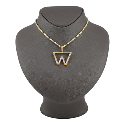 925 Yellow Natural 0.15 CTW Diamond Initial Alphabet "W" Pendant 2g Unisex Charm - Elite Jewelers - Charms & Pendants