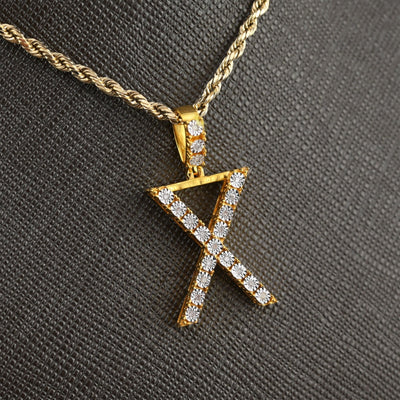 925 Yellow Natural 0.15 CTW Diamond Initial Alphabet "X" Pendant 2g Unisex Charm - Elite Jewelers - Charms & Pendants