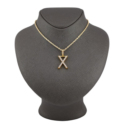 925 Yellow Natural 0.15 CTW Diamond Initial Alphabet "X" Pendant 2g Unisex Charm - Elite Jewelers - Charms & Pendants