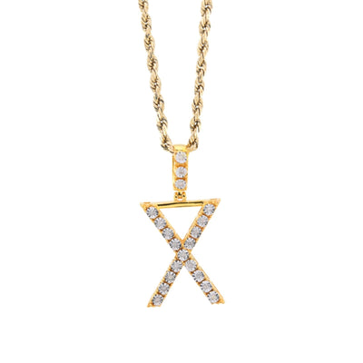 925 Yellow Natural 0.15 CTW Diamond Initial Alphabet "X" Pendant 2g Unisex Charm - Elite Jewelers - Charms & Pendants
