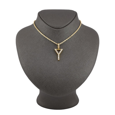 925 Yellow Natural 0.15 CTW Diamond Initial Alphabet "Y" Pendant 2g Unisex Charm - Elite Jewelers - Charms & Pendants