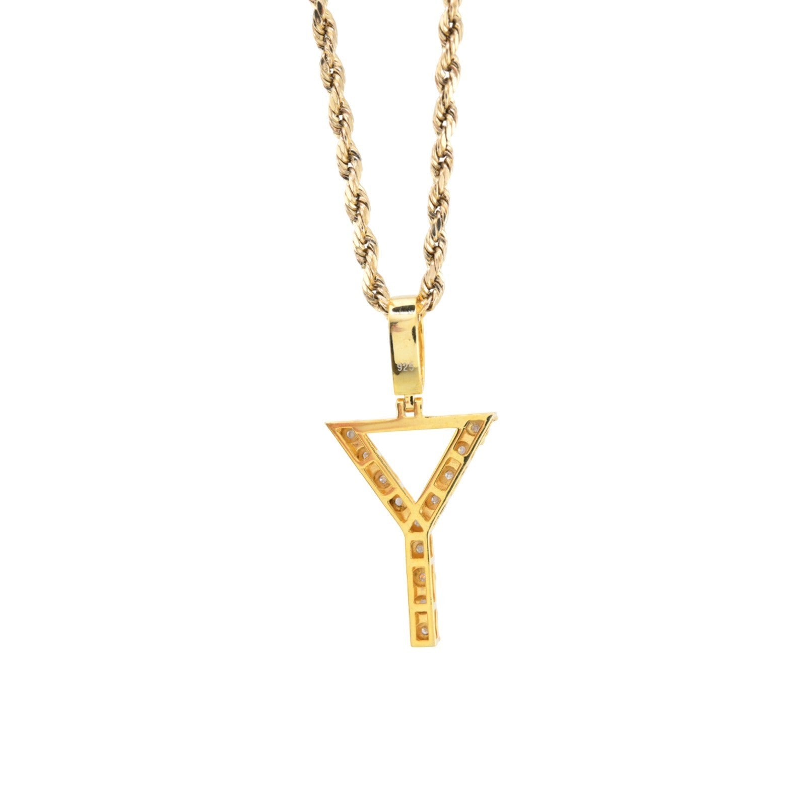 925 Yellow Natural 0.15 CTW Diamond Initial Alphabet "Y" Pendant 2g Unisex Charm - Elite Jewelers - Charms & Pendants
