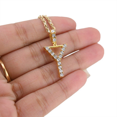 925 Yellow Natural 0.15 CTW Diamond Initial Alphabet "Y" Pendant 2g Unisex Charm - Elite Jewelers - Charms & Pendants
