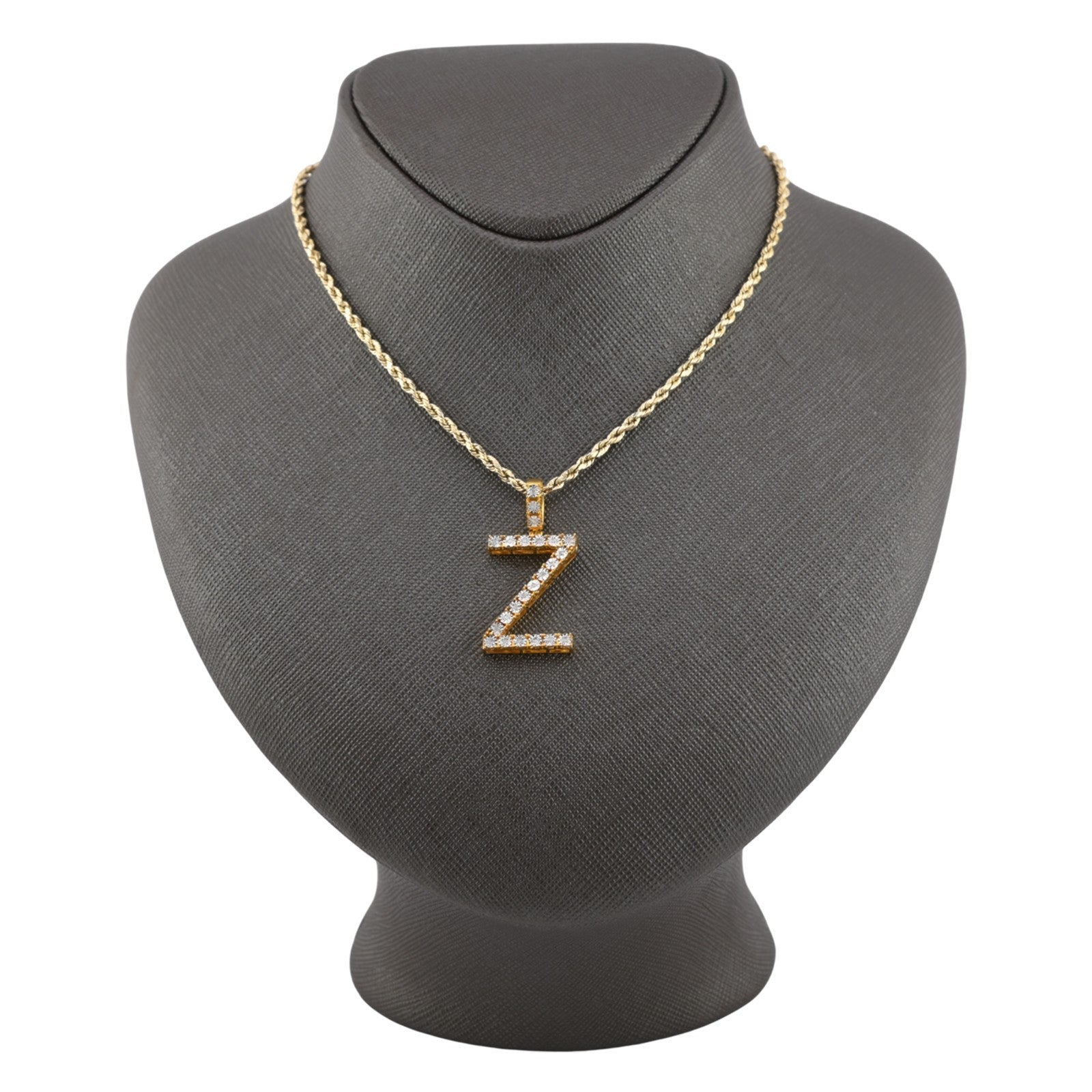 925 Yellow Natural 0.15 CTW Diamond Initial Alphabet "Z" Pendant 2g Unisex Charm - Elite Jewelers - Charms & Pendants