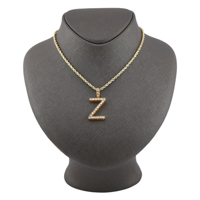 925 Yellow Natural 0.15 CTW Diamond Initial Alphabet "Z" Pendant 2g Unisex Charm - Elite Jewelers - Charms & Pendants