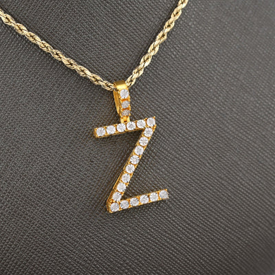 925 Yellow Natural 0.15 CTW Diamond Initial Alphabet "Z" Pendant 2g Unisex Charm - Elite Jewelers - Charms & Pendants