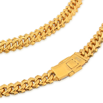 925 Yellow Silver 12.87CT 8MM Lab Diamond Snake Cuban Link Chain 21" Necklace - Elite Jewelers - Necklaces