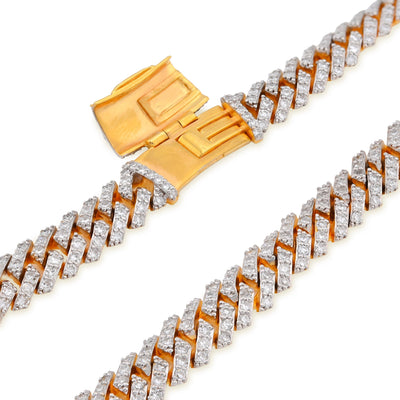925 Yellow Silver 12.87CT 8MM Lab Diamond Snake Cuban Link Chain 21" Necklace - Elite Jewelers - Necklaces