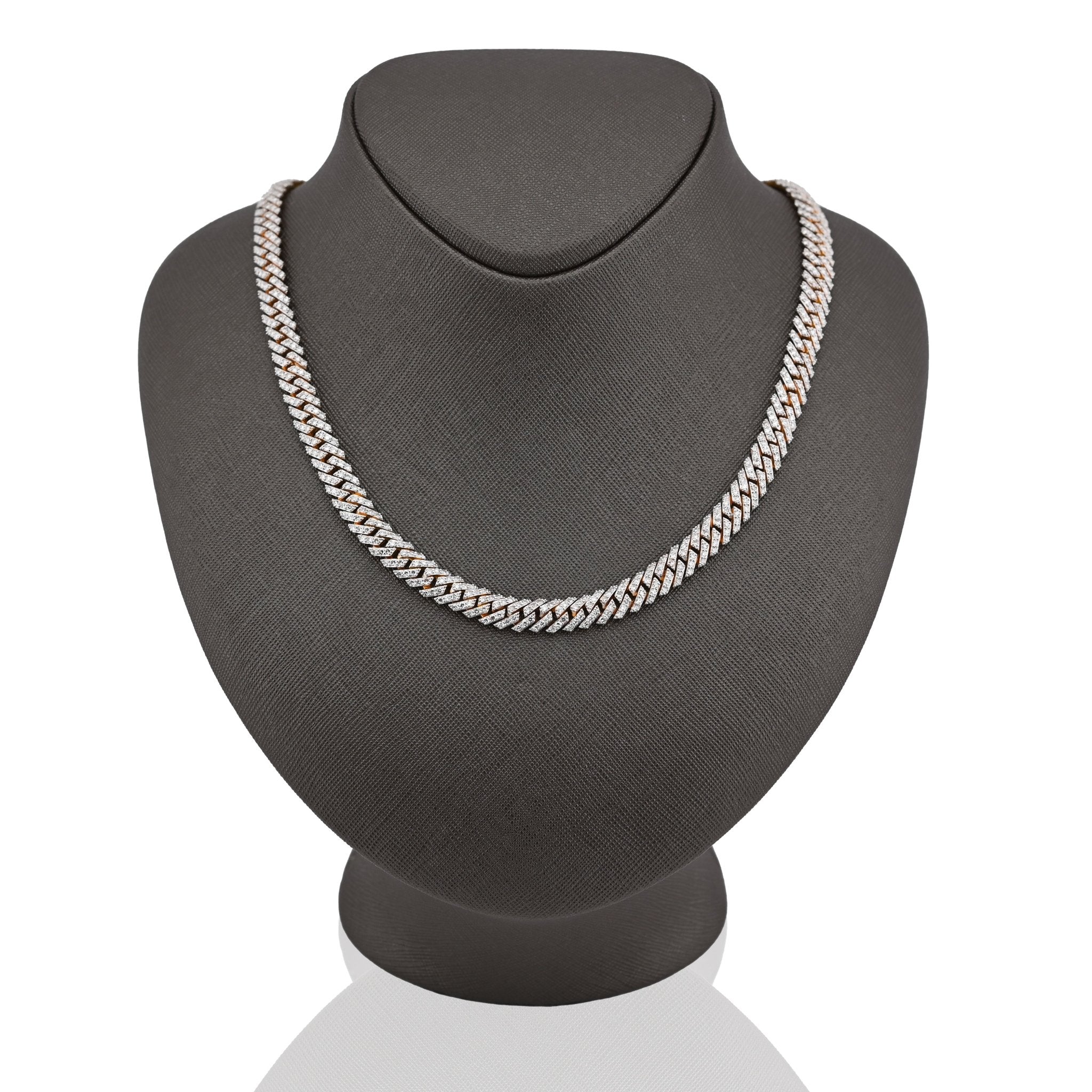 925 Yellow Silver 12.87CT 8MM Lab Diamond Snake Cuban Link Chain 21" Necklace - Elite Jewelers - Necklaces
