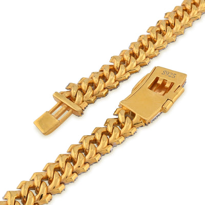 925 Yellow Silver 12.87CT 8MM Lab Diamond Snake Cuban Link Chain 21" Necklace - Elite Jewelers - Necklaces