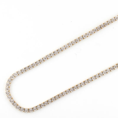 925 Yellow Silver Tennis Chain Natural Diamonds 22 Inches 2.50 Ctw - Elite Jewelers - Necklaces & Chains