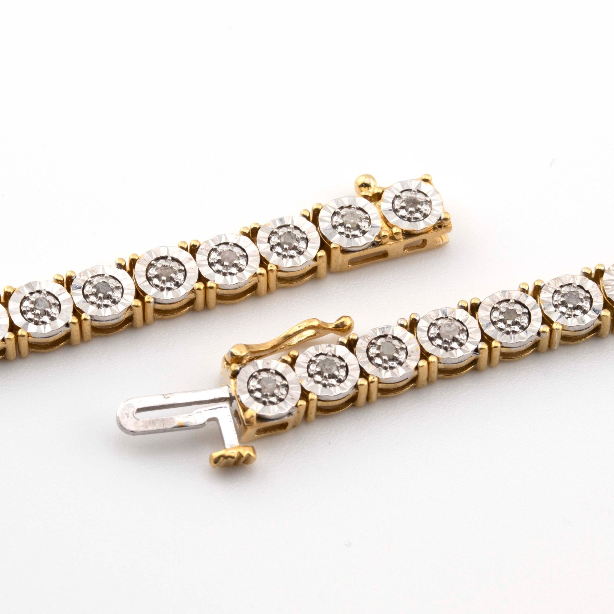 925 Yellow Silver Tennis Chain Natural Diamonds 22 Inches 2.50 Ctw - Elite Jewelers - Necklaces & Chains