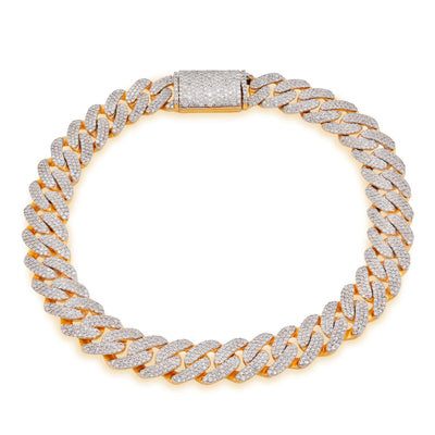 925 Yellow SS 3.52CT Natural Diamond Curb Cuban Link 8.5MM Men Women 8" Bracelet - Elite Jewelers - Bracelets