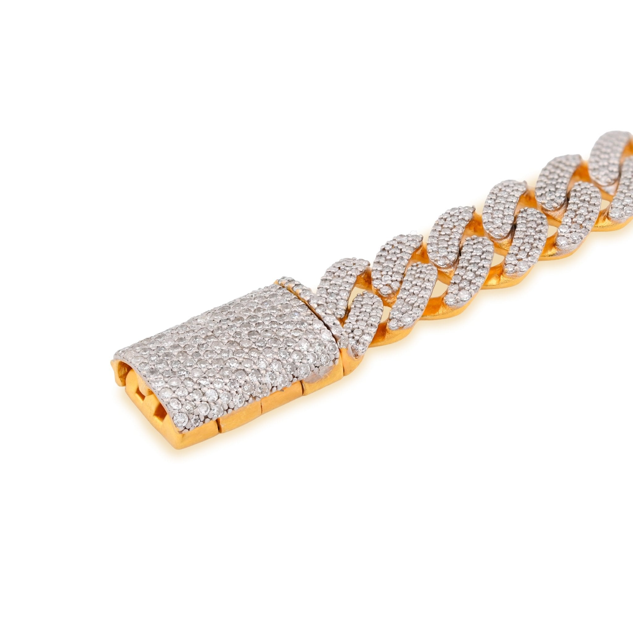 925 Yellow SS 3.52CT Natural Diamond Curb Cuban Link 8.5MM Men Women 8" Bracelet - Elite Jewelers - Bracelets