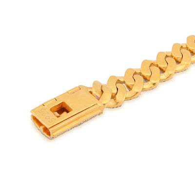 925 Yellow SS 3.52CT Natural Diamond Curb Cuban Link 8.5MM Men Women 8" Bracelet - Elite Jewelers - Bracelets