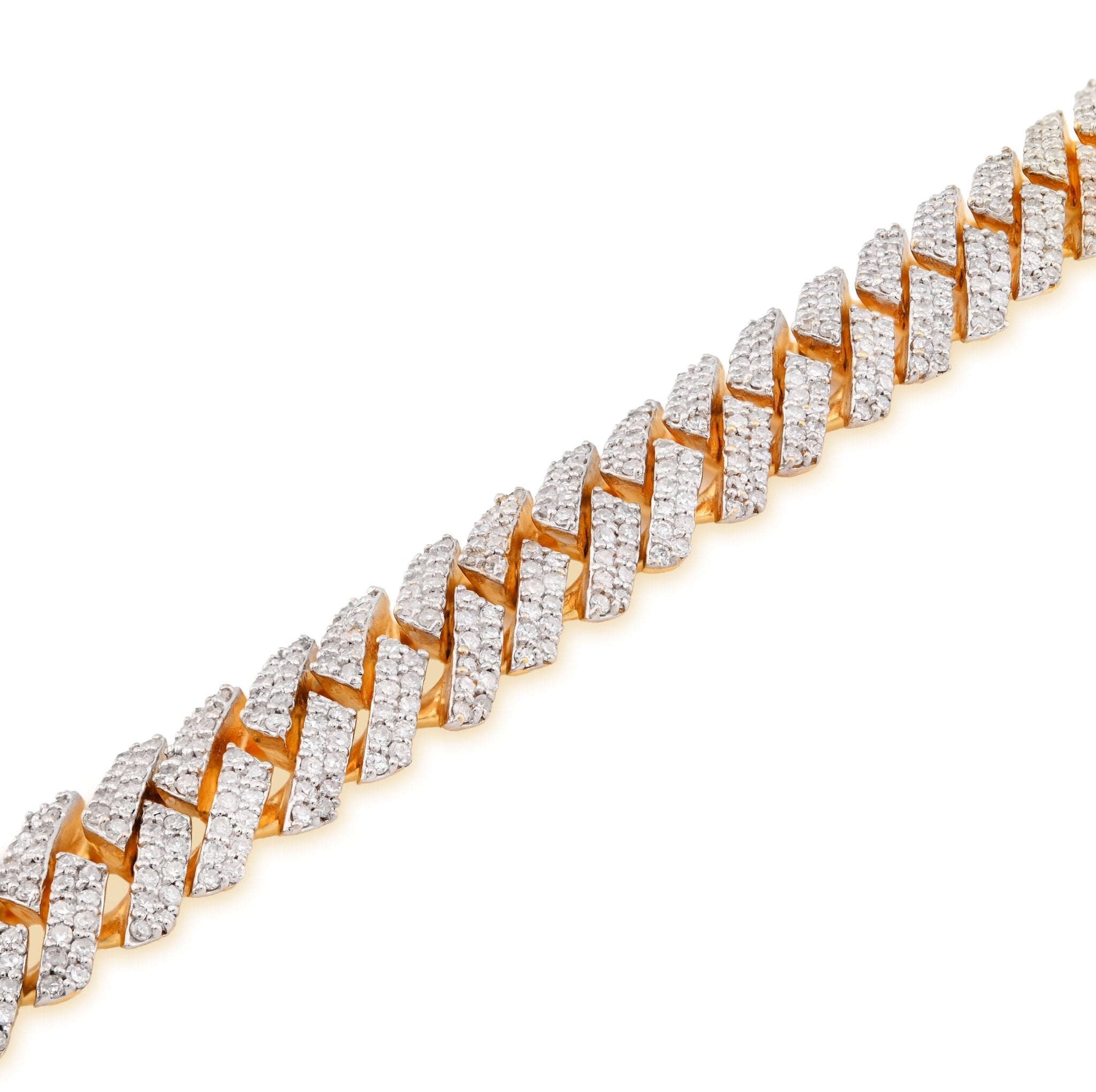 925 Yellow SS 3.7CT Snake Cuban Link 8.5MM Natural Diamond Men 8" Bracelet - Elite Jewelers - Bracelets