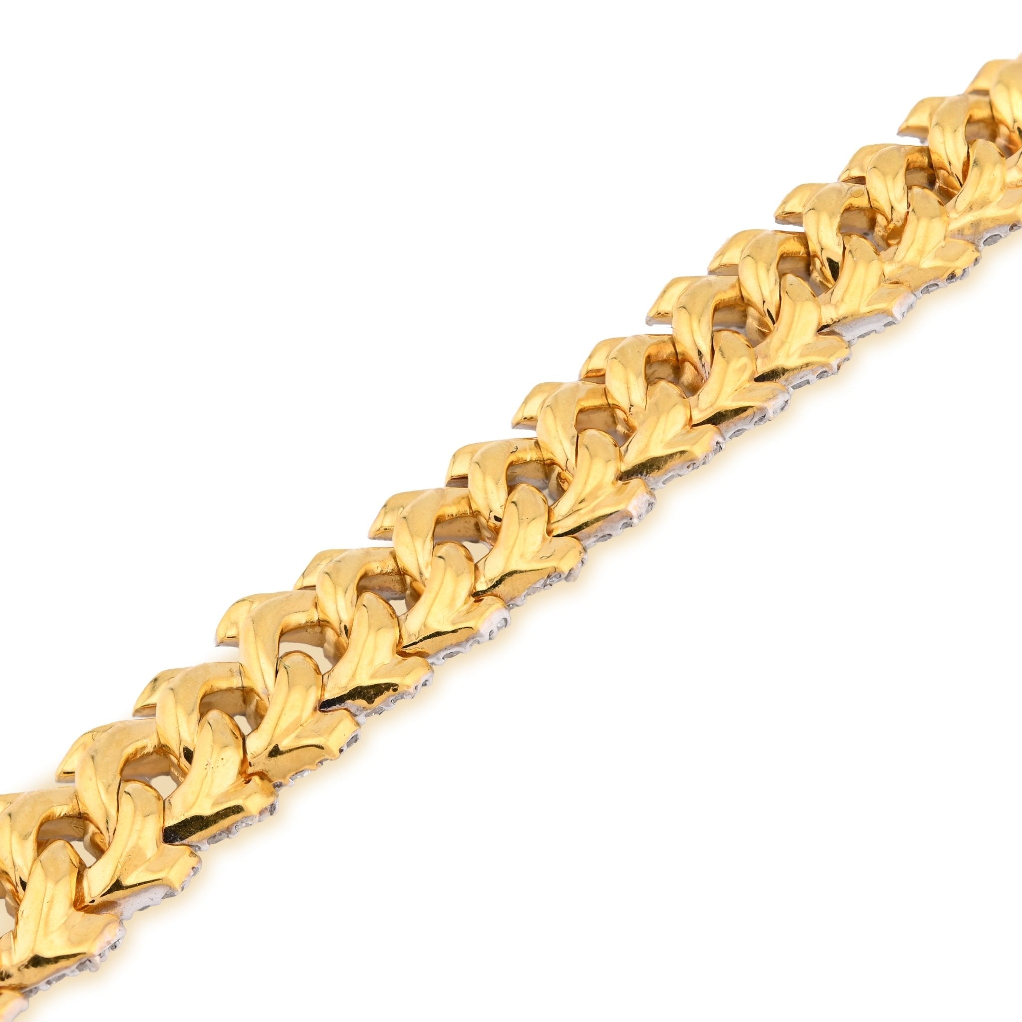 925 Yellow SS 3.7CT Snake Cuban Link 8.5MM Natural Diamond Men 8" Bracelet - Elite Jewelers - Bracelets