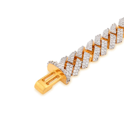 925 Yellow SS 3.7CT Snake Cuban Link 8.5MM Natural Diamond Men 8" Bracelet - Elite Jewelers - Bracelets