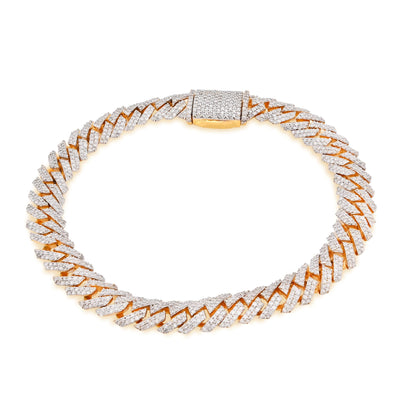 925 Yellow SS 3.7CT Snake Cuban Link 8.5MM Natural Diamond Men 8" Bracelet - Elite Jewelers - Bracelets