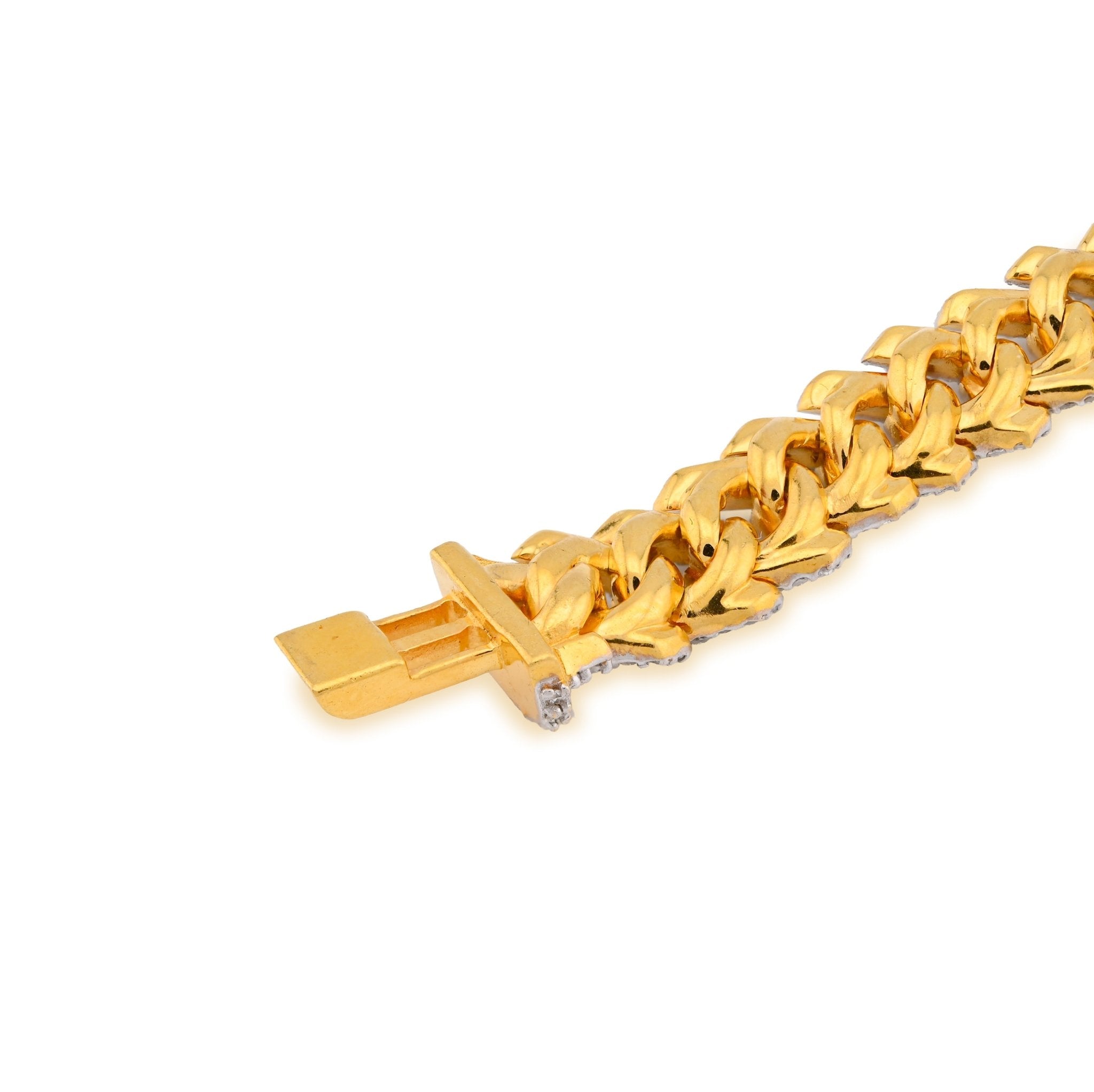 925 Yellow SS 3.7CT Snake Cuban Link 8.5MM Natural Diamond Men 8" Bracelet - Elite Jewelers - Bracelets