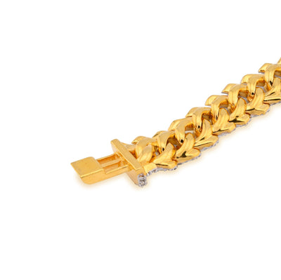 925 Yellow SS 3.7CT Snake Cuban Link 8.5MM Natural Diamond Men 8" Bracelet - Elite Jewelers - Bracelets