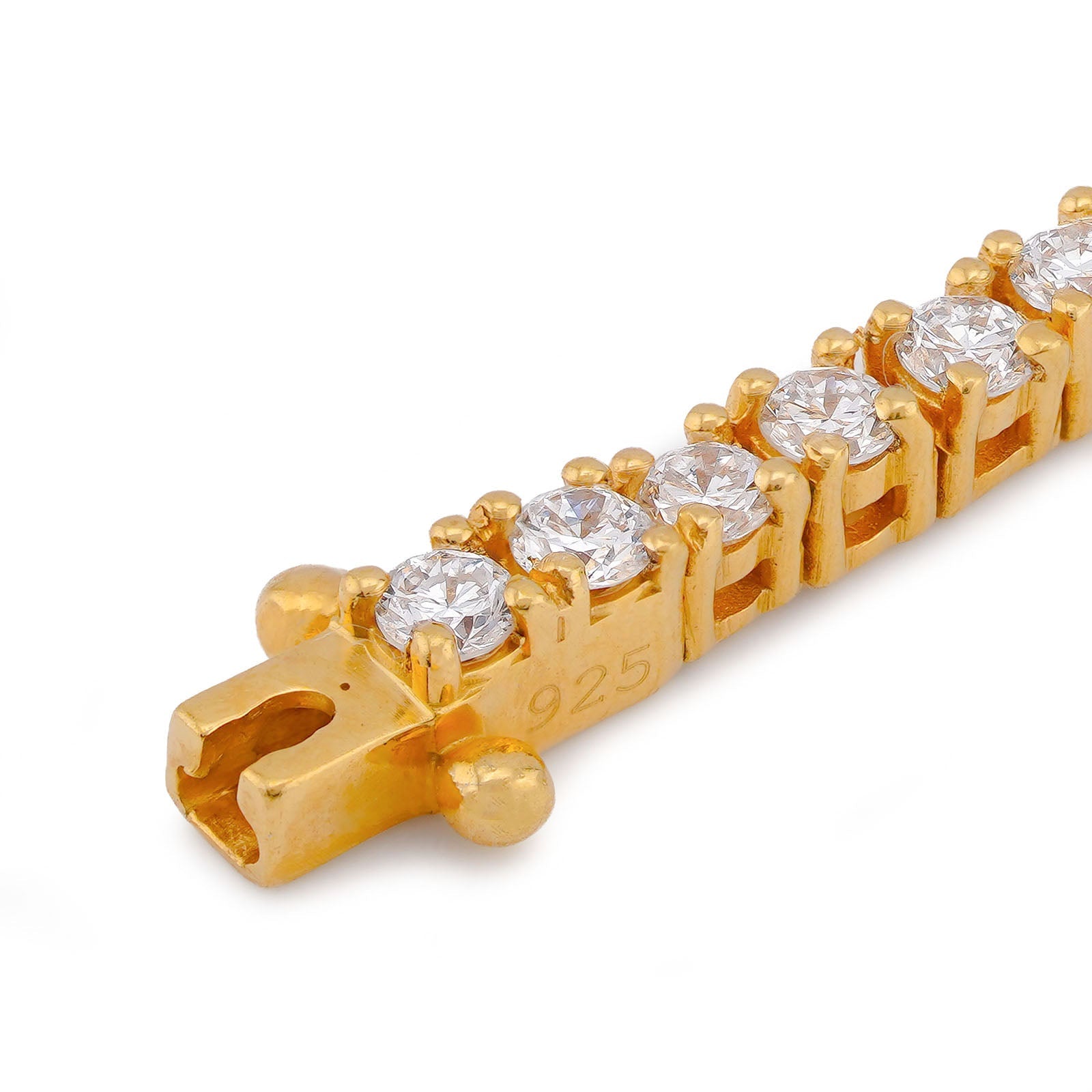 925 Yellow SS 4.30CT 7 Pointer Lab Diamond Tennis Bracelet 7" - Elite Jewelers-Bracelets