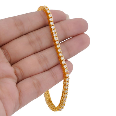 925 Yellow SS 4.30CT 7 Pointer Lab Diamond Tennis Bracelet 7" - Elite Jewelers-Bracelets