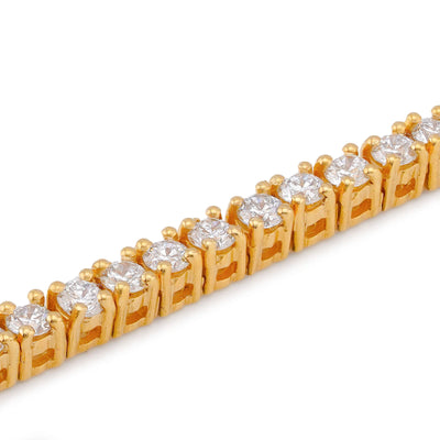 925 Yellow SS 4.30CT 7 Pointer Lab Diamond Tennis Bracelet 7" - Elite Jewelers-Bracelets