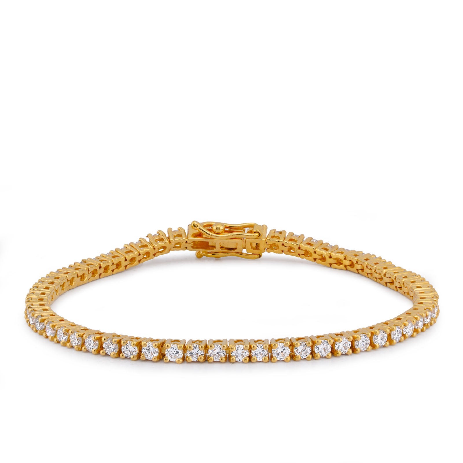 925 Yellow SS 4.30CT 7 Pointer Lab Diamond Tennis Bracelet 7" - Elite Jewelers-Bracelets