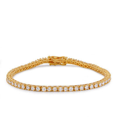 925 Yellow SS 4.30CT 7 Pointer Lab Diamond Tennis Bracelet 7" - Elite Jewelers-Bracelets