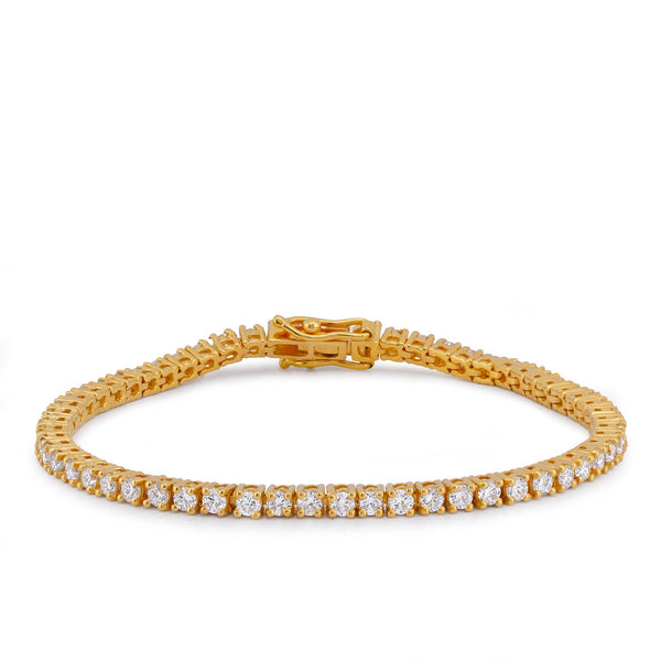 925 Yellow SS 4.30CT 7 Pointer Lab Diamond Tennis Bracelet 7" - Elite Jewelers-Bracelets