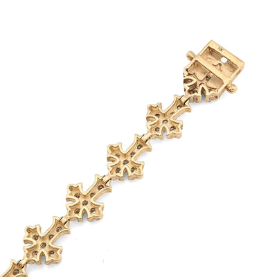 9.4MM 10k Yellow Gold 14gms 3.5CTW Natural Diamond Cross Link Bracelet 8 Inches - Elite Jewelers - Bracelets