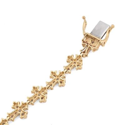 9.4MM 10k Yellow Gold 14gms 3.5CTW Natural Diamond Cross Link Bracelet 8 Inches - Elite Jewelers - Bracelets