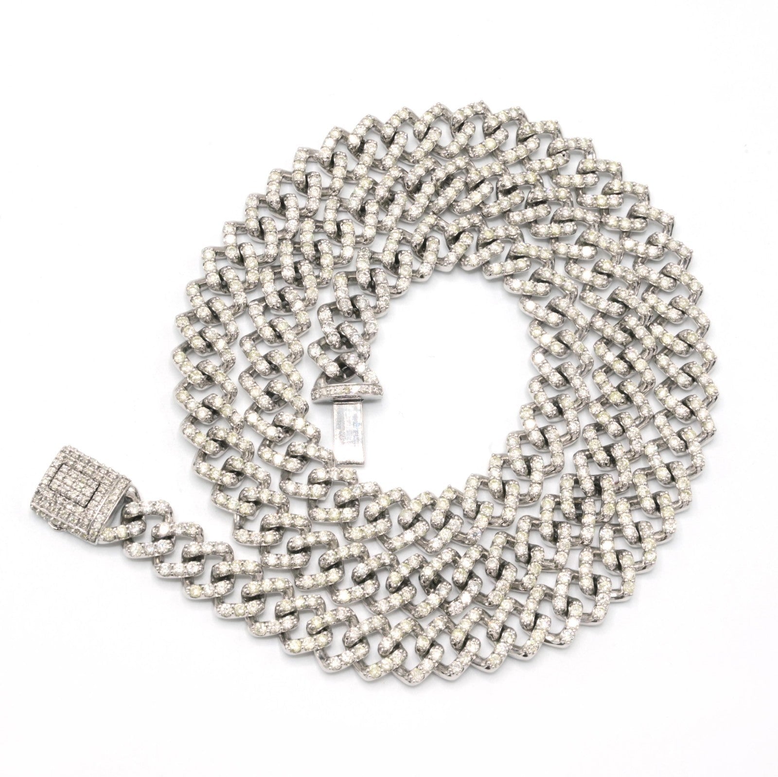9MM 10k White Gold 18CTW Natural Diamond Cuban Chain 54.1g 22 Inches Necklace - Elite Jewelers - Necklaces & Chains