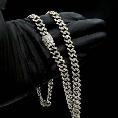 9MM 10k White Gold 18CTW Natural Diamond Cuban Chain 54.1g 22 Inches Necklace - Elite Jewelers - Necklaces & Chains