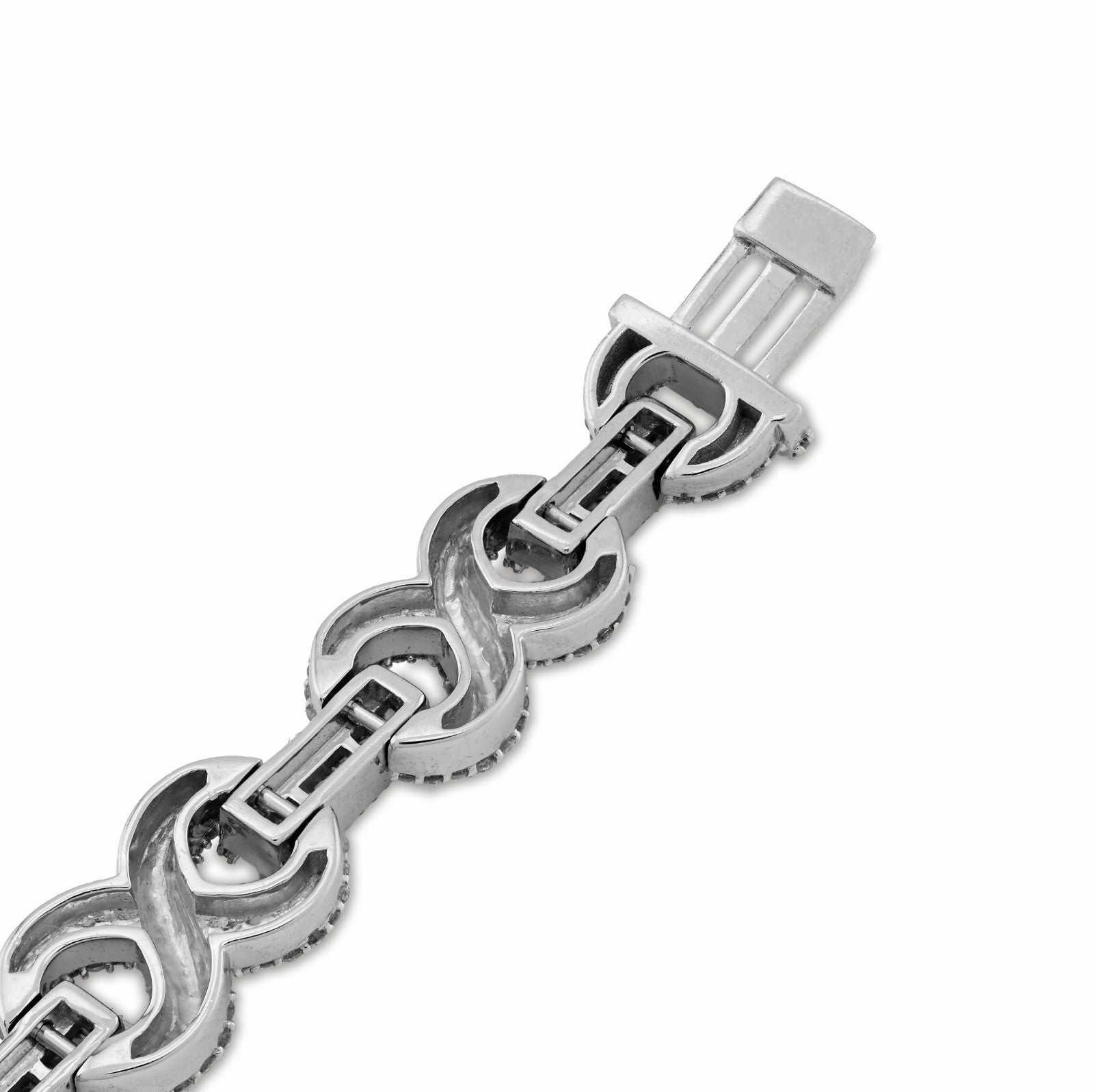9MM 10k White Gold 32.9g 6.83CT Natural Round/Baguette Diamond Infinity Bracelet - Elite Jewelers - Bracelets