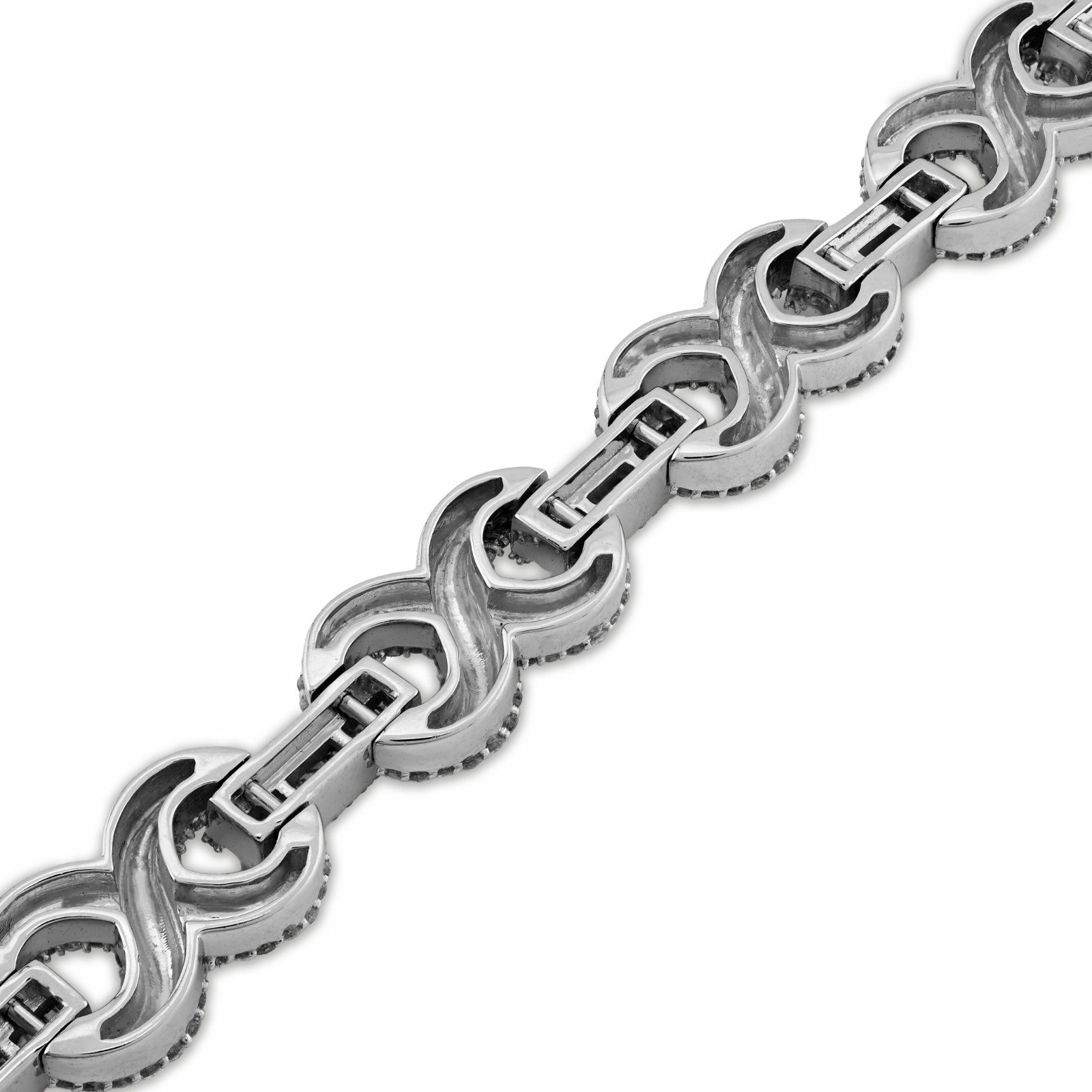 9MM 10k White Gold 32.9g 6.83CT Natural Round/Baguette Diamond Infinity Bracelet - Elite Jewelers - Bracelets