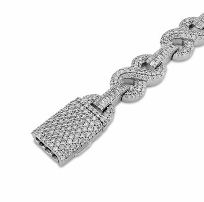 9MM 10k White Gold 32.9g 6.83CT Natural Round/Baguette Diamond Infinity Bracelet - Elite Jewelers - Bracelets