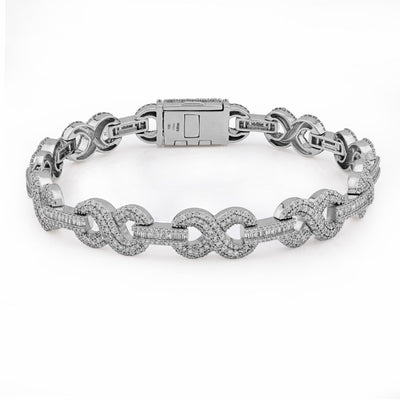9MM 10k White Gold 32.9g 6.83CT Natural Round/Baguette Diamond Infinity Bracelet - Elite Jewelers - Bracelets
