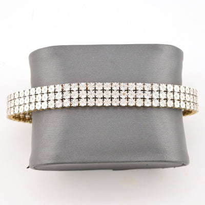 9MM 10k Yellow Gold 24gms 2CTW Natural Diamond Triple Row Tennis Bracelet 8 Inch - Elite Jewelers - Bracelets