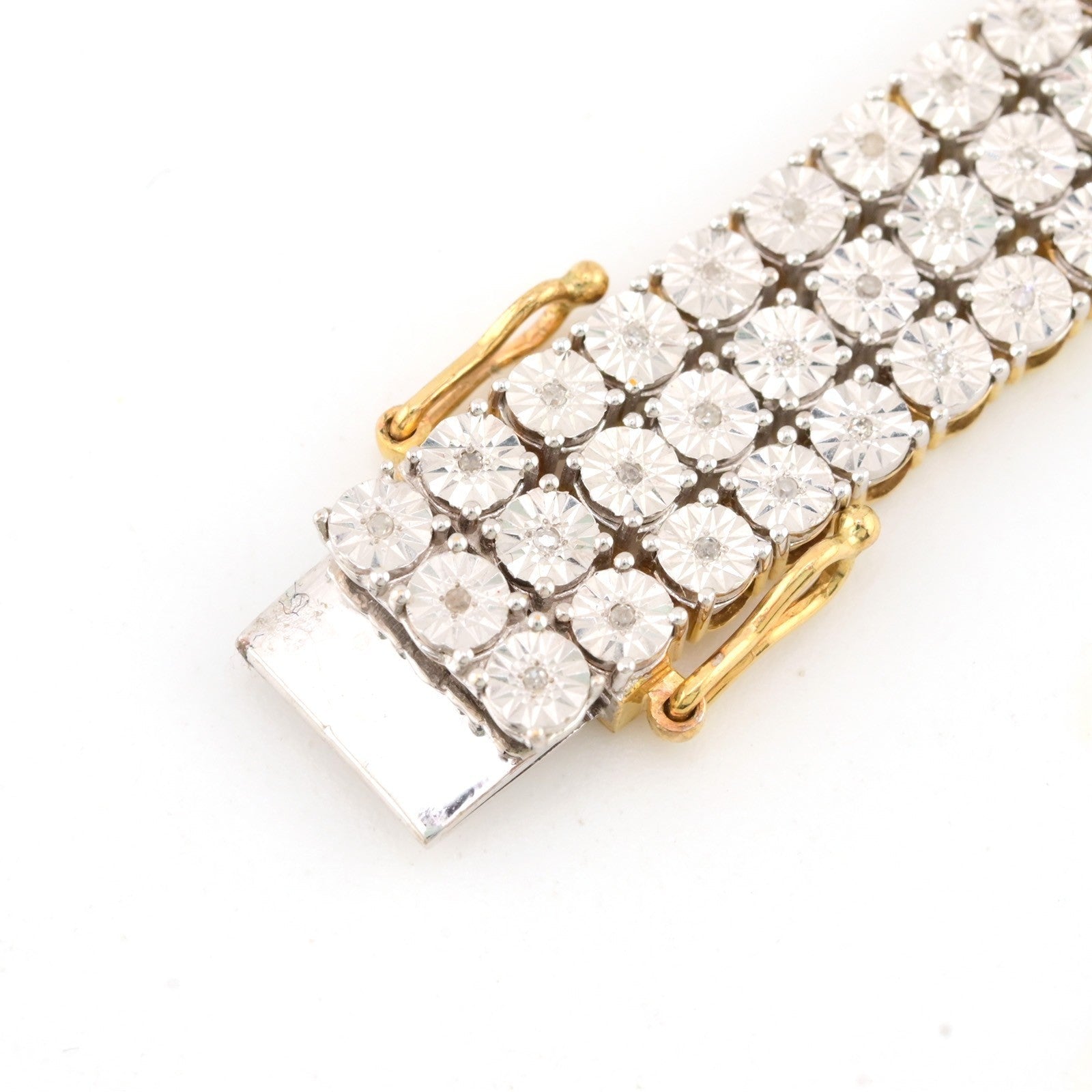 9MM 10k Yellow Gold 24gms 2CTW Natural Diamond Triple Row Tennis Bracelet 8 Inch - Elite Jewelers - Bracelets