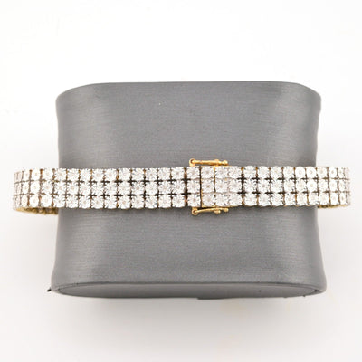 9MM 10k Yellow Gold 24gms 2CTW Natural Diamond Triple Row Tennis Bracelet 8 Inch - Elite Jewelers - Bracelets