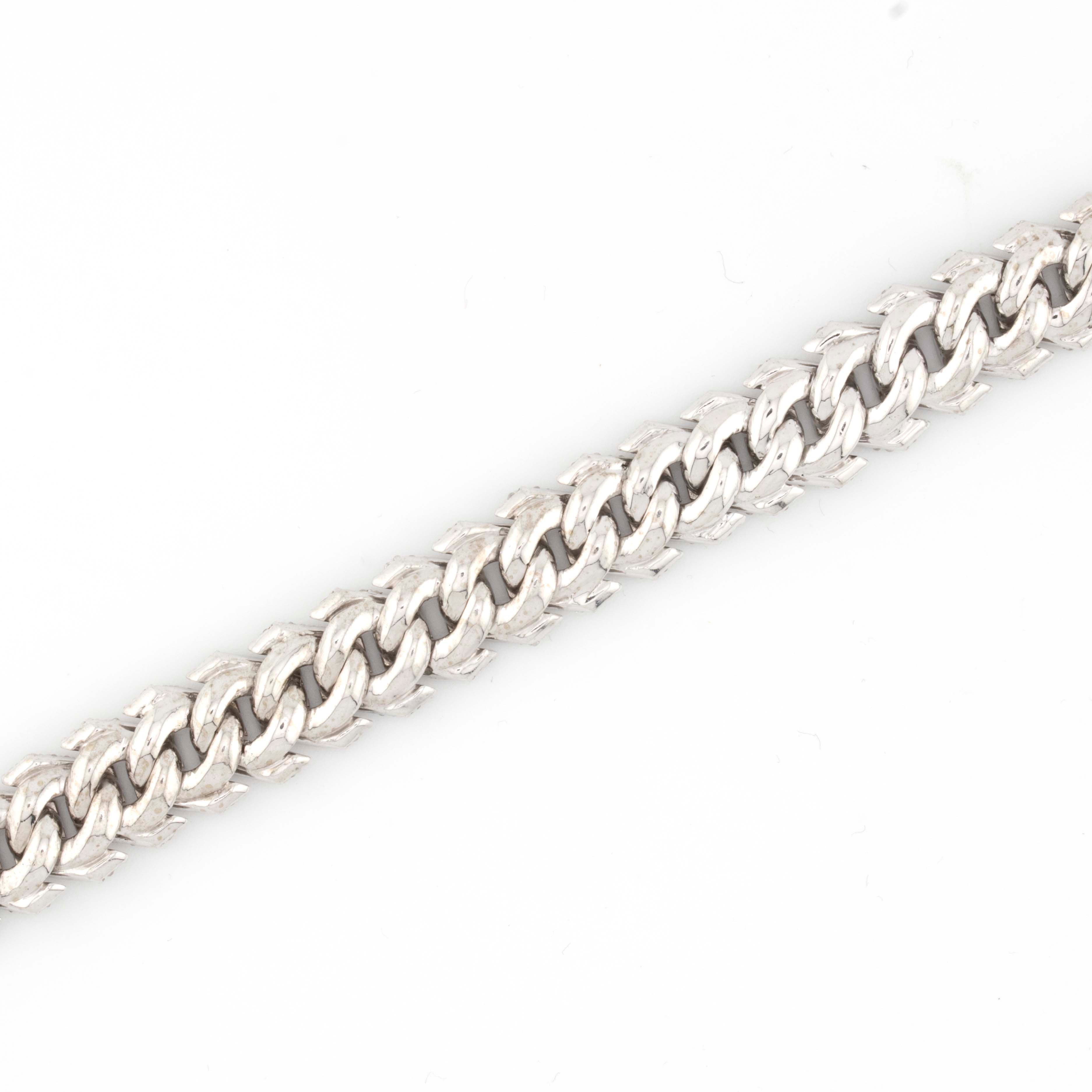 925 Silver Round Diamond Snake Cuban Bracelet 12mm 8"