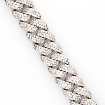 10k White Gold 3 Row Honeycomb Cuban 13.75CT Diamond Bracelet all Round Diamonds