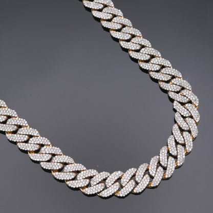 10k Yellow Gold 11.22CT Natural Diamond Cuban Link Chain 10MM Necklace 22 Inch