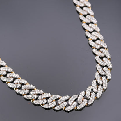 10k Yellow Gold 9.87 CTW Natural Diamond Cuban Link Chain 20" Necklace