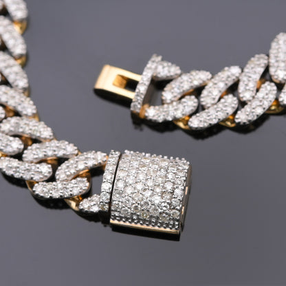 10k Yellow Gold 9.87 CTW Natural Diamond Cuban Link Chain 20" Necklace