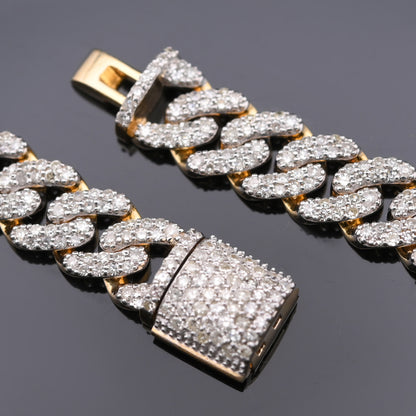 10k Yellow Gold 9.87 CTW Natural Diamond Cuban Link Chain 20" Necklace