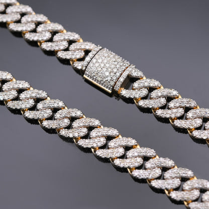 10k Yellow Gold 9.87 CTW Natural Diamond Cuban Link Chain 20" Necklace