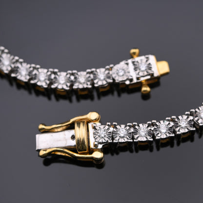 10K Yellow Gold 3.02 CTW Natural Diamond Tennis Chain Necklace 20"
